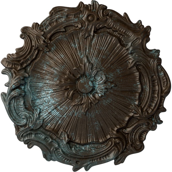 Ekena Millwork Plymouth Ceiling Medallion (Fits Canopies up to 1 5/8"), 16 3/4"OD x 1 3/8"P, Bronze Blue Patina CM16PLBBS - main